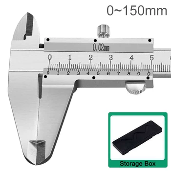 0-150mm 0.02 อืม Stainless เหล็กกล้าเนื้อดิจิตอล Vernier Caliper กับกล่องเก็บของโลหะ&ซ่อน/แสดงเลเยอร์...เครื่องวัดระยะทาเครื่องมือ