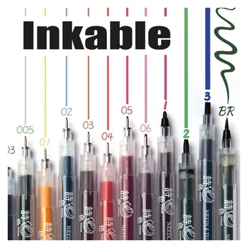 1pcs หลายขนาด Refillable Fineliner ปากกาเขียนว่าเทภาพแปรงได้ประเด็นอะนิเมวหนังสือนั่นปากกาศิลปะเครื่องเขียน