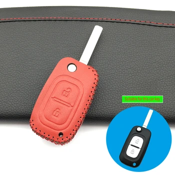 2 ปุ่มกุญแจรถ 100%หนังคดีสำหรับเรโนลต์ Modus Clio Megane Kangoo สำหรับ Lada หน้าปกที่เก็บกุญแจกุญแจของเชลล์