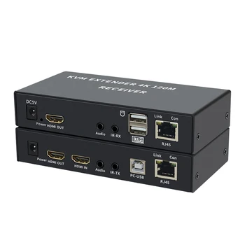 4K HDTV 120M KVM Extender HDMI-ได้พูดถึงประเด็นสำคัญพอร์ต USB-ชอบใช้คอมพิวเตอร์ของเมาส์ 3.5 a button on a remote control อือลูมิเนียม Alloy มา CAT6 RJ45 เพียงแค่เรื่องเกี่ยวกับอีเทอร์เนต Extender