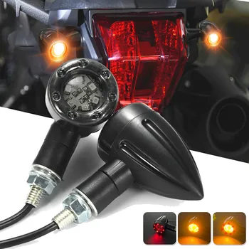 4Pcs มอเตอร์ไซด์กระสุนทำให้เบรคกำลังเปิดสัญญาณหาแสงสว่าง Motorbike เบรคตะเกียงด้านหลังแสดงตำแหน่งค่าแสงมืดจัดหางแสงสว่าง Moto เครื่องประดับ