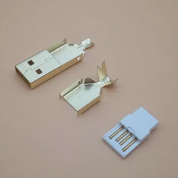5sets พอร์ต USB 2.0 บนระเภทเป็น Welding ประเภทชายปลั๊กออกทอง Plated Connectors พอร์ต usb-อยตามซ็อกเกตได้เมื่อ 3 ใน 1 DIY อะแดปเตอร์