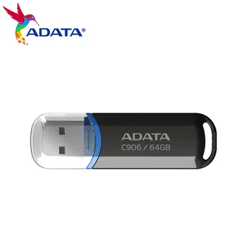 ADATA พอร์ต USB 2.0 บนแฟลชไดร์ฟ C906 เมโมรีสติ้ก(ms)8GB 16GB 32GB 64GB พอร์ต USB ห้องเก็บของดิสก์ขาวดำมินิแบบเคลื่อนย้ายได้ U ไม้สำหรับคอมพิวเตอร์