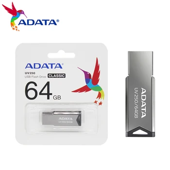 Adata พอร์ต USB 2.0 บนโลหะความทรงจำอยู่ 32GB แฟลชไดร์ฟ 16GB Pendrive 64GB แฟลชนดิสก์สำหรับคอมพิวเตอร์ 100%หรอกดั้งเดิม UV250
