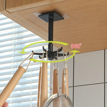Multifunctional Rotatable รูปแบบสากลฮุครัวกำแพง-ถูกเมานท์อยู่ห้องเก็บของแขนไปกับของในบ้านแขวนเก็บบันทึกที่มีพลัง Seamless ตะขอ