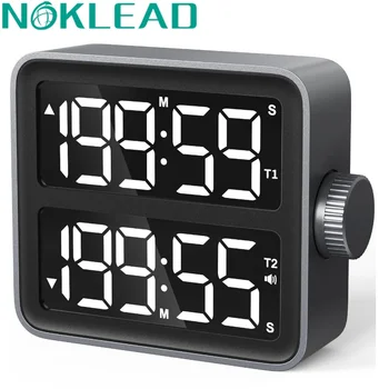 NOKLEAD นที่ใหญ่กว่า LCD ดิจิตอลสัญญาณเตือนนาฬิกาห้องครัวของตัวจับเวลาดิจิตอล Indoor ตัวจับเวลานาฬิกาปลุกนาสำหรับห้องนอนของข้างเตียงบนพื้นที่ทำงานนาฬิกาจับเวลา