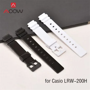 Resin Watchband สำหรับ Casio LRW-200H ผู้หญิงกีฬา Waterproof นเปลี่ยนสร้อยข้อมือวงดนตรีมัดระวังเครื่องประดับสีดำสีขาวสีชมพู