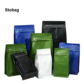 StoBag 50pcs กาแฟถั่วแป้ง Packaging ถุงกับหัวใจที่ยังมีชีวิตยังหายอะลูมิเนียมฟอยล์ถูกปกปิดอาหารชาห้องเก็บขอ Reusable Pouches Wholesale