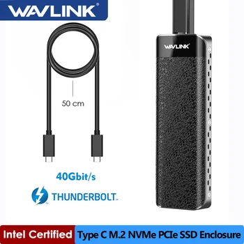 WAVLINK Thunderbolt 3 เอ็ม 2 Enclosure สำหรับ PCIe NVMe SSD 40Gbps ประเภท-C เพื่อคกุญแจ/B+คัญแจ 2280 อลูมินั่มองเว็บเบราว์เซอร์ภายนอกกรณีฮาร์ดไดรฟ์