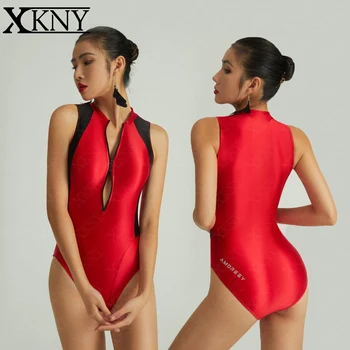 XCKNY silky มันเข้าไปในชุด....ความเปรียบต่างของสีเซ็กซี่มัน oily แน่นเปิด silky หนึ่งชิ้นส่วนเข้าไปในชุด....ร้อนฤดูใบไม้ผลิ swimsui