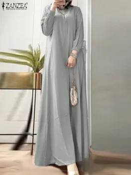 ZANZEA แฟชั่นฤดูใบไม้ร่วงผู้หญิงที่ดูไบไก่งวง Abaya Hijab ชุด Jilbab Islamic เสื้อผ้า Caftan มุสลิมชุดวินเทจ Marocain Sundress