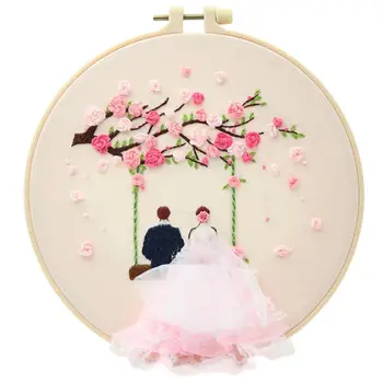 งานแต่งงานแข่งรอยเย็บเจ้าสาว Embroidery คิทสำหรับ Beginners,น่าเริ่มต้น Embroidery ตั้งค่ากับรูปแบบ&คำแนะนำ Embroidery Hoop