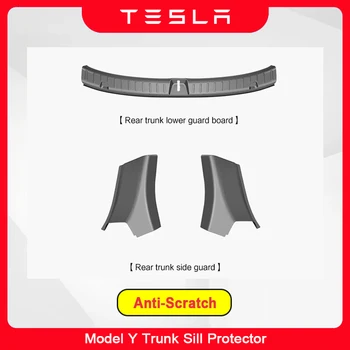 ต่อต้านรอยเครื่องประดับสำหรับ Tesla รุ่นพวกท้ายรถ Bumper ผู้ปกป้อ Sill ยามด้านหลังสินค้าระตูนั่นรองจาเจองเท้าบู๊ทที่บาร์ TPE เอิ่มกล้ามท้องปกปิด