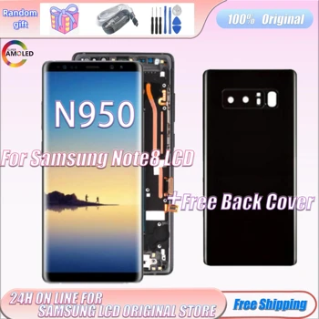 ต้นฉบับสุดยอด AMOLED LCD สำหรับ Samsung กาแล็กซี่ทึก 8 หน้าจอ SM-N950 N9500 N950F N950U แสดง Note8 Lcd นที่จะมาแทนอยู่กับกรอบ
