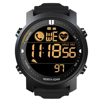 ทางเหนือขอคดิจิตอลของระวังกองทัพ Waterproof อีก 50 เมตรวิ่งกีฬา Pedometer Stopwatch อยดูอัตราการเต้นหัวใจ Wristband Android IOS