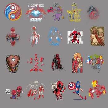 ยวดิสนีย์แลนด์ตอนนี้เนี่วามมหัศจรรย์ซุปเปอร์ฮีโร่ Spiderman Thanos อไอรอนแมนแต่ปล่อยให้ Deadpool ตูเหล็กบนความร้อนการถ่ายโอนแก้ไขข้อ Stickers เสื้อผ้าเครื่องประดับ