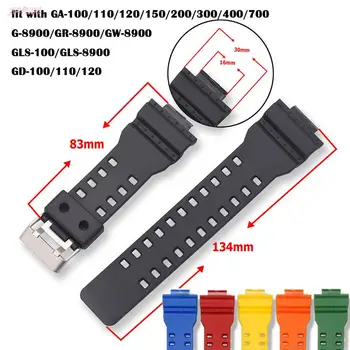 ยาง Watchband นคนที่มาแทน Casio GA110 GD100 GLS-100 GW890 ซิลิโคนสร้อยข้อมือมัดสำหรับ GA100/110/120/150/200/300/400/700