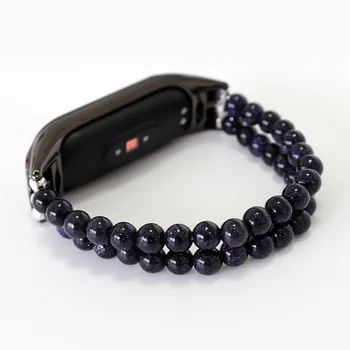 สีน้ำเงิน Sandstone Watchband ร้อวงดนตรี 5678 ไล่เป็นการกระพริบไปทาง Dressy ร้อยข้อมือของ Xiaomi ร้อวงดนตรี 34 Miband เครื่องประดับปัมัดสำหรับผู้หญิง