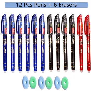 ออฟฟิศ Kawaii Erasable หนาแน่นเหมือนเจลใช่แน่นอปากกาตั้งค่าสีน้ำเงิน/หมึกดำ Ballpoint เติมแท่งที่ Washable จัดการโรงเรียนเขียนอุปกรณ์เครื่องเขียปากกา