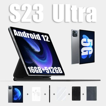 เจ S23 Ultra แผ่นจารึก Android 10.1 นิ้วล้องที่มีความคมชัดสูงนะ 16G+512GB โกลบอล Tablette 5G คู่ SIM การ์ดหรือ WIFI ของกูเกิ้ลองเล่นแผ่นจารึพิวเตอร์สำหรับแลปท็อป