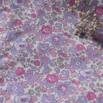 เบทซี่คอร์ทสีม่วงค 80S Tissun เสรีภาพค็อตตอน Poplin ผ้าสำหรับเด็กเด็กการเย็บเสื้อผ้าชุดกระโปรง DIY พิมพ์ 0.5 M ดีไซเนอร์