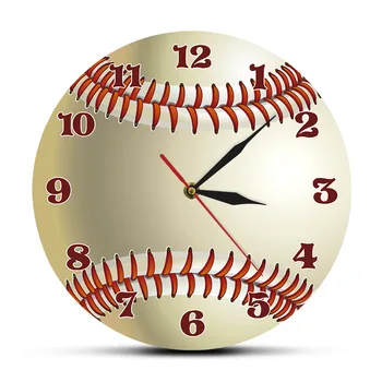 เบสบอลกำหนดเองชื่อของ 3 มิติกำแพงนาฬิกากีฬาห้องของกำแพงแต่การตกแต่ง Personalized ชื่อของคุณเบสบอลออกแบบ Acrylic พิมพ์ออกกำแพงนาฬิกา