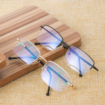 ใหม่ Unisex ก้า Multifocal อ่านแว่นไทเทเนียมกรอบโลหะ Presbyopia Eyewear Bifocal ต่อต้านสีฟ้าแสงแว่นตา