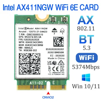 ไวไฟ 6E AX411 สำหรับข้อมูล AX411NGW WIFI เครือข่ายบัตร CNvio2802.11 ขวา 2.4/5/6GHz บลูทูธ 5.3 BT5.3 เพื่อชนะอีก 1011