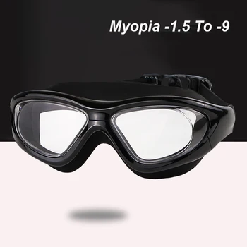 -1.5 จะ -9 Myopia ว่ายน้ำทุกคนใส่แว่นเป็นผู้ใหญ่ชายผู้หญิงขนาดใหญ่กรอบล้องที่มีความคมชัดสูงนะชัดเจนหรือ Electroplated Waterproof ต่อต้าน-หมอกว่ายน้ำ Eyewear